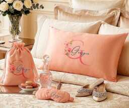 Personalised Silk Pillow Case Eye Mask Pouch, Monogrammed Sleep Gift For Her , Bridesmaid Proposal
