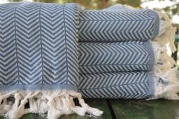 "Medium Blue Blanket, Turkish Throw, Bed Cover, Turkish Towel, Large Towel, 200cmx225cm, Turkish Pestemal, Throw, Cover, Beach Towel, 79""x89" - thumbnail 1