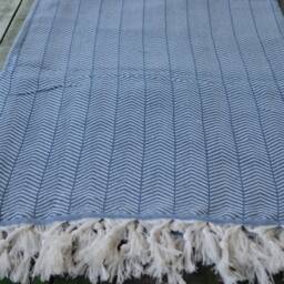 "Medium Blue Blanket, Turkish Throw, Bed Cover, Turkish Towel, Large Towel, 200cmx225cm, Turkish Pestemal, Throw, Cover, Beach Towel, 79""x89" - thumbnail 4