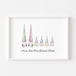 Christmas Decor - Gonk Family Print Personalised Gonks Watercolour Prints Poster Wall Art Gift - thumbnail 3