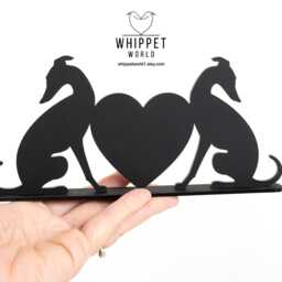 Whippet Silhouette Greyhounds in Love, Matte Black Acrylic Tv Topper - thumbnail 3