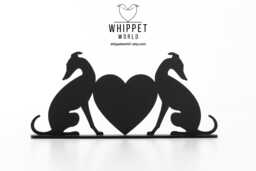 Whippet Silhouette Greyhounds in Love, Matte Black Acrylic Tv Topper - thumbnail 1