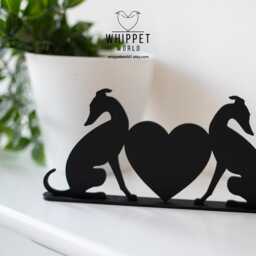 Whippet Silhouette Greyhounds in Love, Matte Black Acrylic Tv Topper - thumbnail 2