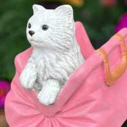 Unique Kitty in Bag Sculpture Concrete Kitten Statue Cement Cat Decoration Handmade Art Front Door Figurine Garden & Home Ornament - thumbnail 2