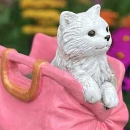 Unique Kitty in Bag Sculpture Concrete Kitten Statue Cement Cat Decoration Handmade Art Front Door Figurine Garden & Home Ornament - thumbnail 4