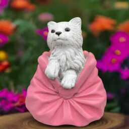 Unique Kitty in Bag Sculpture Concrete Kitten Statue Cement Cat Decoration Handmade Art Front Door Figurine Garden & Home Ornament - thumbnail 3