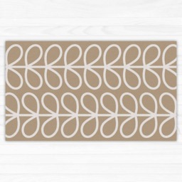 Vinyl Floor Mat, Area Rug, PVC Mat Or Kitchen Rug in Beige With Leaves Pattern. Printed Linoleum Carpet, Art Mat - thumbnail 3