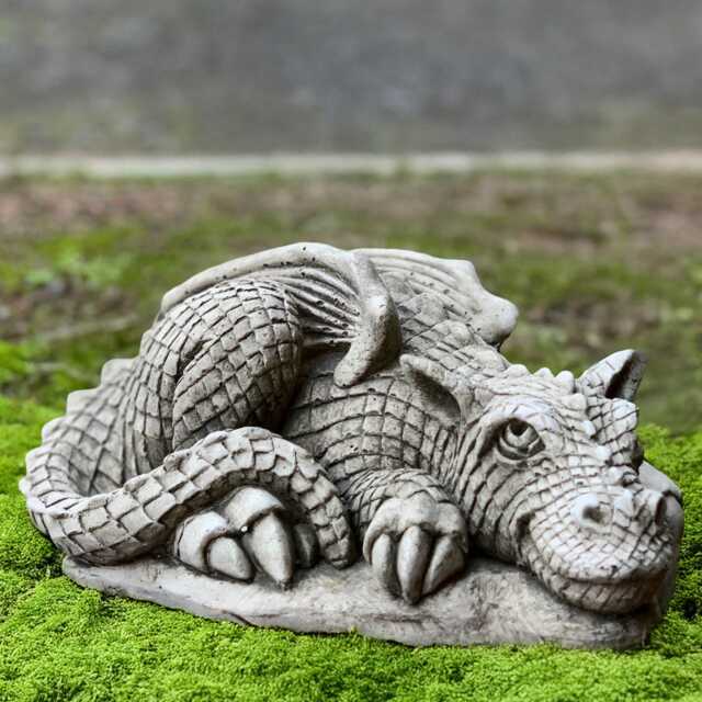 Concrete Laying Dragon Sculpture Stone Figurine Outdoor Animal Ornament Wildlife Decoration Gothic Statue Dragon Lover Gift Yard Art - image 1