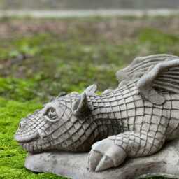 Concrete Laying Dragon Sculpture Stone Figurine Outdoor Animal Ornament Wildlife Decoration Gothic Statue Dragon Lover Gift Yard Art - thumbnail 2