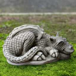 Concrete Laying Dragon Sculpture Stone Figurine Outdoor Animal Ornament Wildlife Decoration Gothic Statue Dragon Lover Gift Yard Art - thumbnail 3