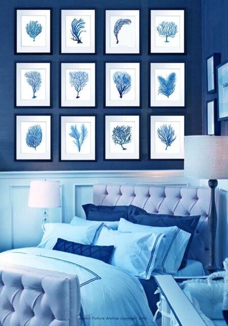 Blue Sea Coral Wall Art Prints Set Of 12 Beach House Decor - image 1