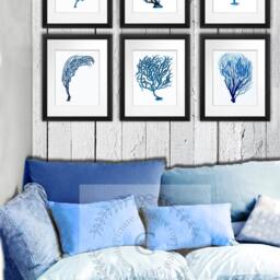 Blue Sea Coral Wall Art Prints Set Of 12 Beach House Decor - thumbnail 3