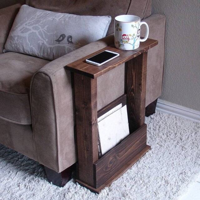 Solid Wood Narrow Side End Sofa Table With Storage - Various Sizes & Colours Available - image 1