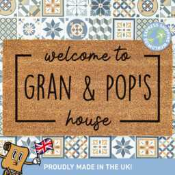 Welcome To Gran & Pop's House Doormat, Grandparents Family Personalized Custom Coir Mat, Gifts For Them - thumbnail 1