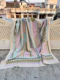Cotton Suzani Quilt - Traditional Hand Embroidery, Bohemian Throw Blanket, Decorative Folk Textile