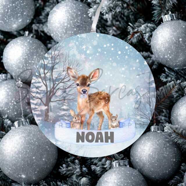 Personalised Kids Christmas Decoration - Grandson Gift Custom Bauble For Boys & Girls Stocking Filler Eve Box - image 1