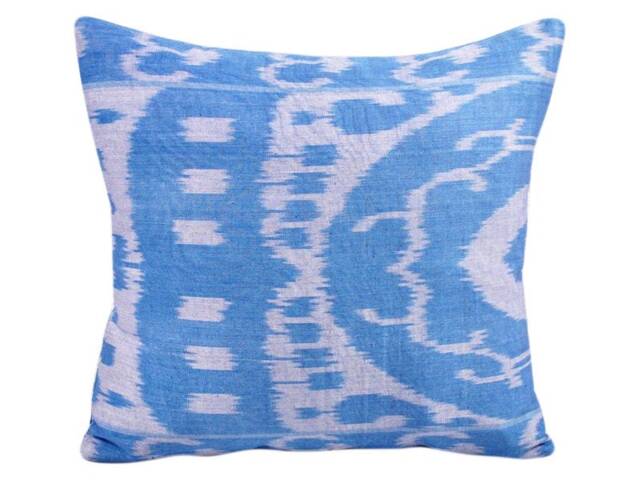 Hand Dyed Blue Ikat Pillow Cover - image 1
