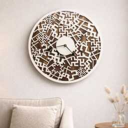 Latvian Ethnographic Wooden Clock - Baltic Folk Wall Deco - 15.7 Inch - thumbnail 4