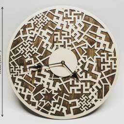 Latvian Ethnographic Wooden Clock - Baltic Folk Wall Deco - 15.7 Inch - thumbnail 3