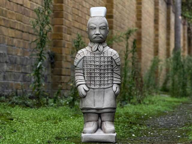 Terracotta Warrior Concrete Statue Ancient Chinese Garden Decor Outdoor Soldier Sculpture Oriental Yard Ornament Home Decoration Lover Gift - image 1