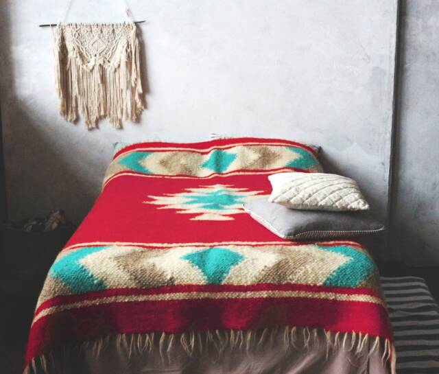 Hand Woven Organic Wool Blanket Red Tribal Blanket - image 1