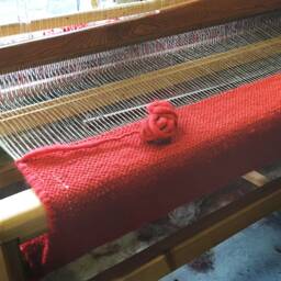 Hand Woven Organic Wool Blanket Red Tribal Blanket - thumbnail 2
