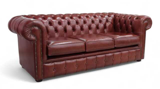 Lounging Sofa Living Room 3 Seater Couch Authentic Real Leather Chesnut Premium Distressed - image 1