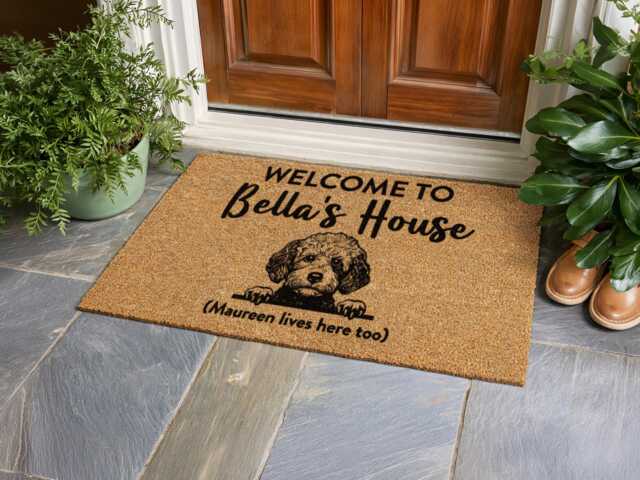 Welcome To Bella's House - Custom Scripted Dog Rug Unique Hearty Pet Home D??cor - image 1