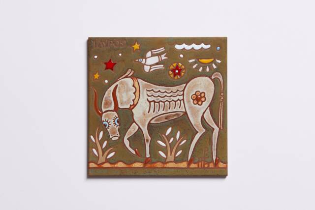 Taurus Zodiac Sign Ceramic Tile Astrology Wall Art Horoscope Painting Personalized Gift Earth Elements Constellation Map Star Signs - image 1