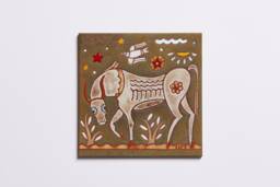 Hand-Painted Taurus Zodiac Tile, Astrology Wall Art