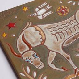 Taurus Zodiac Sign Ceramic Tile Astrology Wall Art Horoscope Painting Personalized Gift Earth Elements Constellation Map Star Signs - thumbnail 3