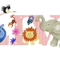 Safari Name Illustration Print Zoo Animal Jungle Childrens Kids New Baby Shower Personalised Wall Art Picture Frame Bedroom Nursery Decor - thumbnail 3