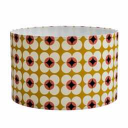 Handmade 70S Retro Floral Lampshade, Brown, Mustard, Blue Or Orange, Cotton Drum Shade