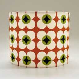 Handmade 70S Retro Floral Lampshade, Brown, Mustard, Blue Or Orange, Cotton Drum Shade - thumbnail 2
