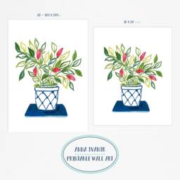 Digital Green Plants Art Print - Set Of 2 Prints, Printable Digital Download Print, Botanical Gouache Illustration, Plants Poster - thumbnail 4