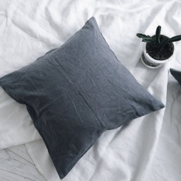 "Dark Grey Linen Pillow Shams Set Of 2- Gray Cushion Covers 20""x20" - thumbnail 2