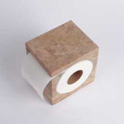 Handmade Beige Travertine Toilet Paper Holder Natural Stone Bathroom Decor - thumbnail 3