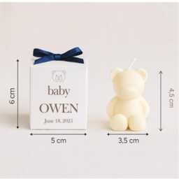 Mini Teddy Bear Candle Favours - Personalised Baby Shower Gifts Custom Engraved Boxes Soy Wax Candles - thumbnail 3