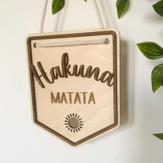 Hakuna Matata, Matata Wooden Words, Safari Theme Nursery Decor, Bedroom Decor Pennant Flag, Wall Art - image 1