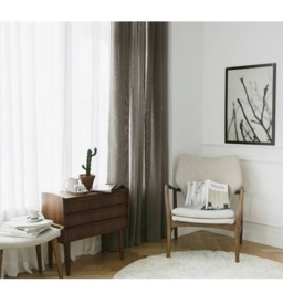 Brown Linen Look Sheer Curtains, Voile Drapery Window Sheers, Sheers Custom - thumbnail 4