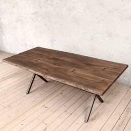 Chelsea Extendable Live Edge Brown Oak Dining Table - thumbnail 1