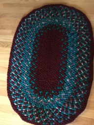 Item # 164 Burgundy, Green & Mixed Plaid Braided Rug - thumbnail 1