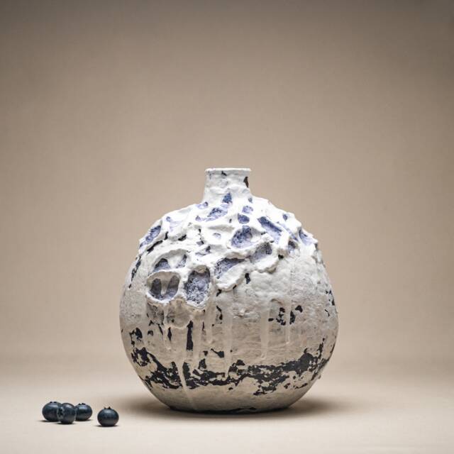 White Coastal Vase - Handmade Paper Mache Clay Sculptural Centerpiece For Modern Farmhouse Decor Accent - image 1