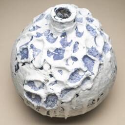 White Coastal Vase - Handmade Paper Mache Clay Sculptural Centerpiece For Modern Farmhouse Decor Accent - thumbnail 2