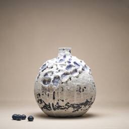 White Coastal Vase - Handmade Paper Mache Clay Sculptural Centerpiece For Modern Farmhouse Decor Accent - thumbnail 1