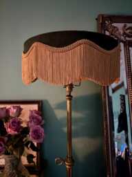 Handmade Dark Green Velvet Pleated Lampshade With Gold Silk Fringe/ Luxury Vintage Style Lighting Shade/ Ceiling Pendant