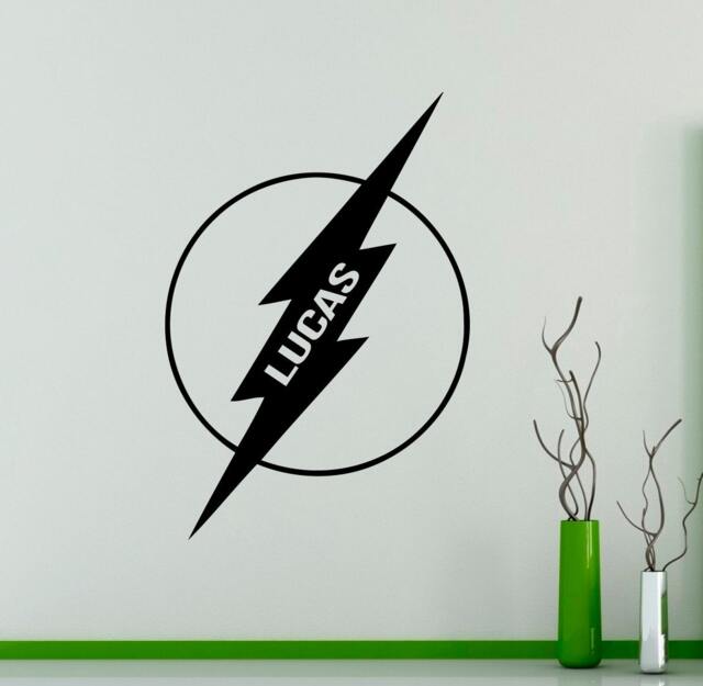 Flash Wall Decal Vinyl Sticker Superhero Logo Custom Name Personalized Decals Home Decor Housewares Removable Art 4(Shl - image 1