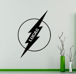 Flash Wall Decal Vinyl Sticker Superhero Logo Custom Name Personalized Decals Home Decor Housewares Removable Art 4(Shl - thumbnail 1
