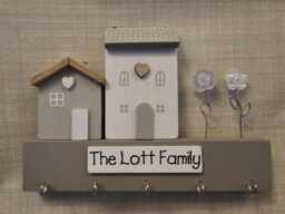 Personalised Wooden Key Holder, Perfect Couples Or Family Present. House Rustic Ring Storage. Home Decor. New - thumbnail 1