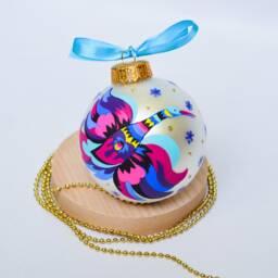 Silver Stork Ornament Ukrainian Personalized Christmas Tree Glass Bauble, Hand Painted Bird Ornament, Crane Decor, Free Gift Box - thumbnail 3